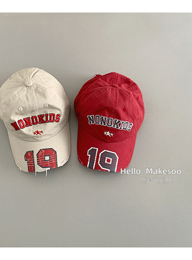 美式复古儿童鸭舌帽春夏新款数字街头嘻哈棒球帽水洗做旧遮阳帽潮