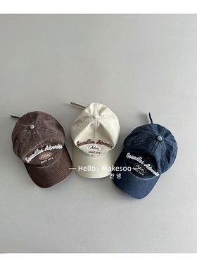 儿童帽子ins韩版女童字母刺绣棒球帽男童户外遮阳防晒骑行鸭舌帽