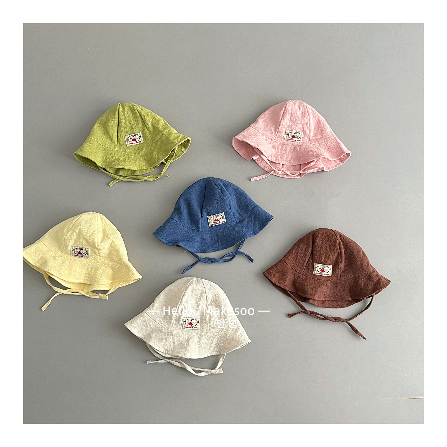 ins风宝宝渔夫帽春夏薄款婴幼儿遮阳帽子宝宝樱桃布标户外防晒盆