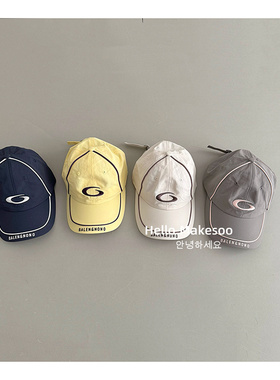 makesoo儿童帽子个性时髦线条拼接鸭舌帽夏季薄款男女童棒球帽