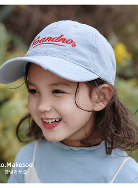 makesoo儿童帽子春秋款男童女童复古破洞防晒帽鸭舌帽春季帽子潮