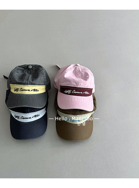 儿童帽子韩系字母印花撞色棒球帽男女宝软顶鸭舌帽百搭时尚遮阳帽