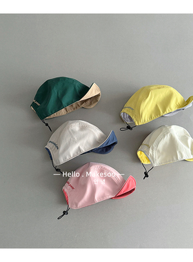 双面戴~ins风拼色春夏儿童软沿鸭舌帽韩风男女宝宝遮阳防晒棒球帽