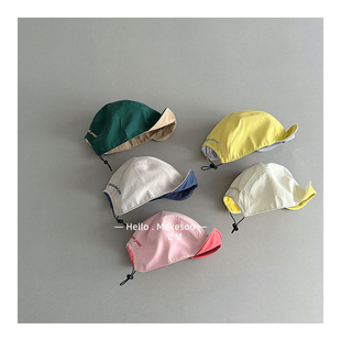 双面戴儿童帽子拼色春夏软帽檐鸭舌帽韩风男女宝宝防晒遮阳帽