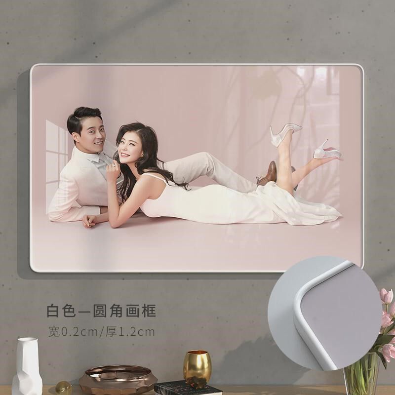 大相片放大精修简约结婚照相w框框挂墙高端玄关婚纱照照片写真尺