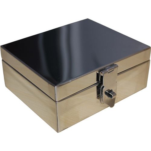 小号不锈钢银f行专用收纳盒子财务印章盒可M爱便携铁盒子带锁扣定