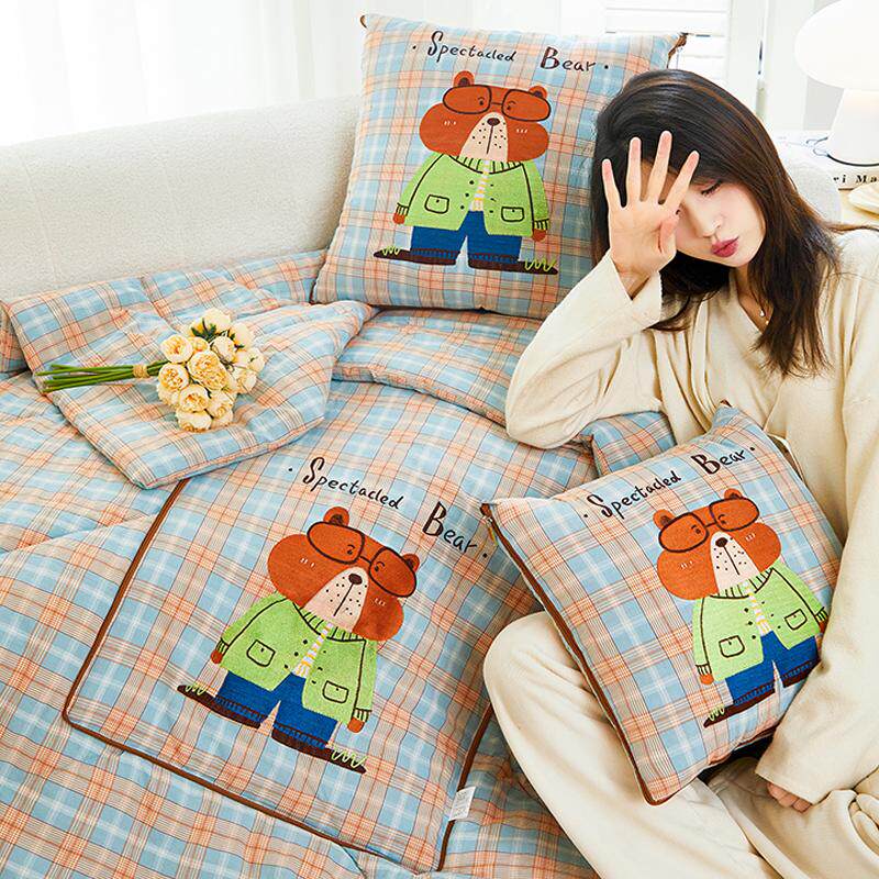 全棉双层纱抱枕被子两用汽车上靠垫办公室午休折叠纯棉空调夏凉被,居家布艺,抱枕被,淘宝优惠券,粉丝福利购,淘宝优惠卷