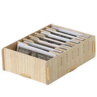 零钱收纳盒放钱收纸币的装现金钱匣子分格钱盒收银盒子格子收钱