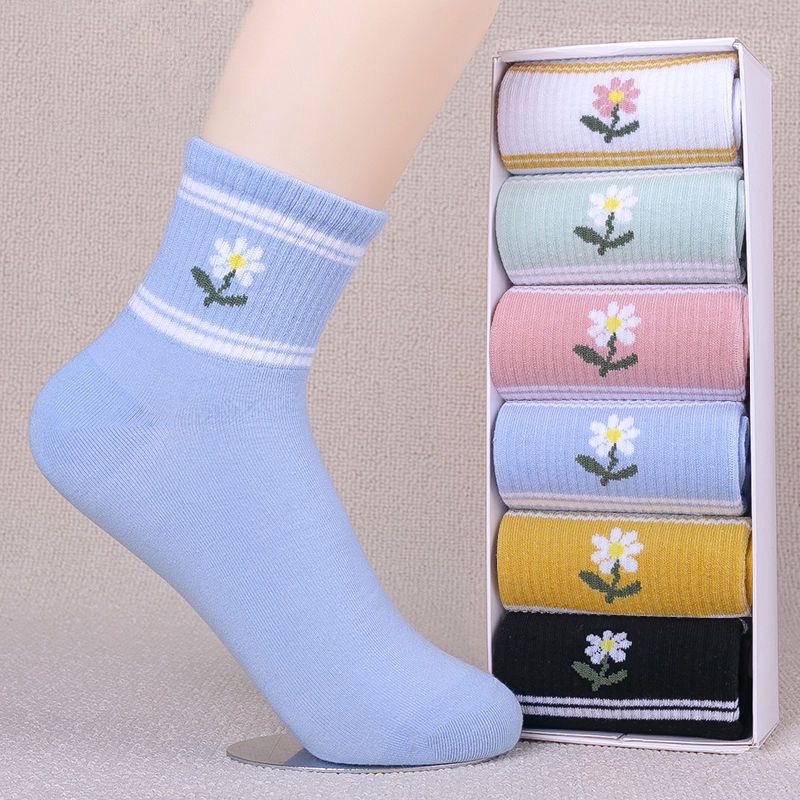 【20双】诸暨运动袜女士袜子中筒袜春夏季百搭纯色可爱潮袜多件套