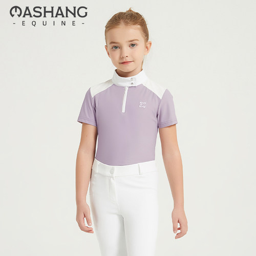 Mashang Equine女童赛事短袖T恤专业马术比赛训练上衣HSG202