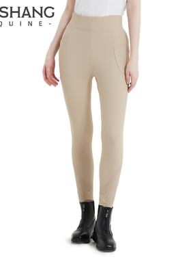 Mashang Equine女款超薄半胶马术裤透气硅胶马裤裤脚打孔FLW105