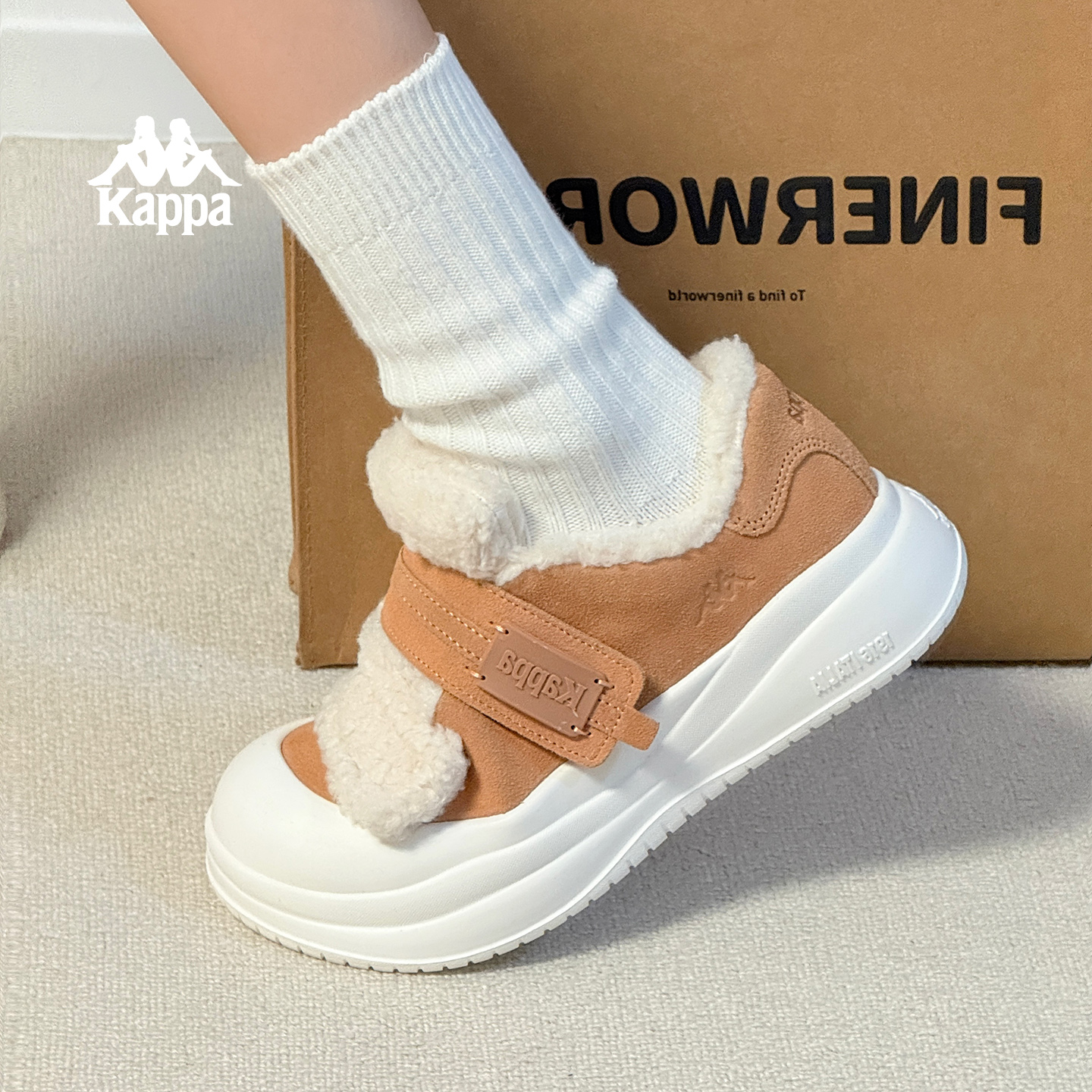 Kappa女鞋棉鞋女加绒加厚雪地靴