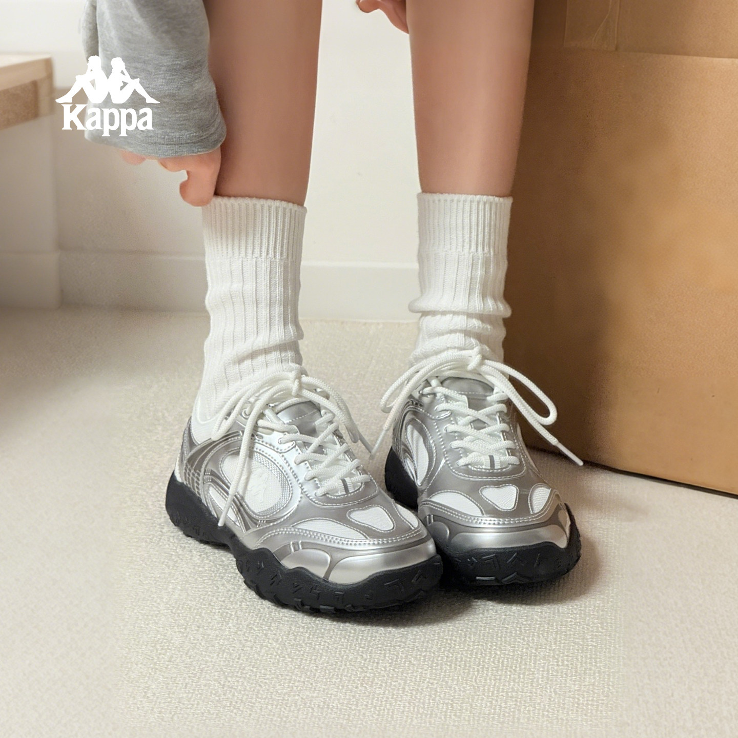 Kappa女鞋幻翼芭蕾网面透气德训鞋女款2026新款春夏板鞋运动鞋子