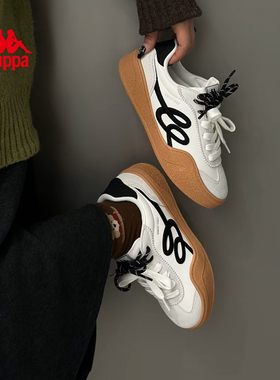 Kappa情人结女鞋德训鞋2025秋冬新款百搭板鞋小白鞋休闲运动鞋子