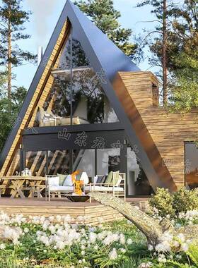 防腐木73249三角木屋网红户度假露质营地可移动房屋高小品人外气