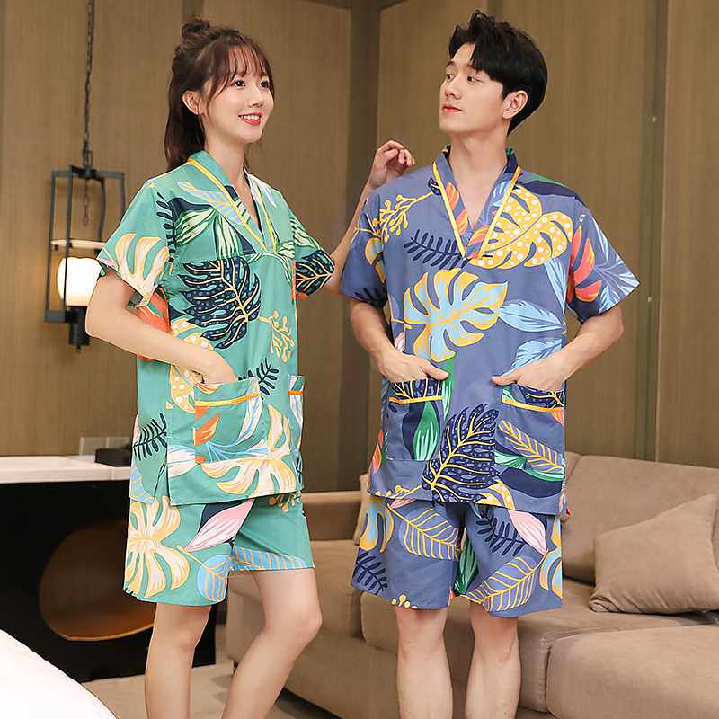 创宇100%纯棉汗蒸服男款大码按摩家居睡衣洗浴浴衣女套装