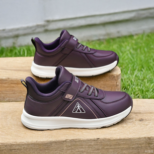 春季 中老年鞋 妈妈鞋 户外休闲运动鞋 子 皮面散步鞋 足力健防滑老人鞋