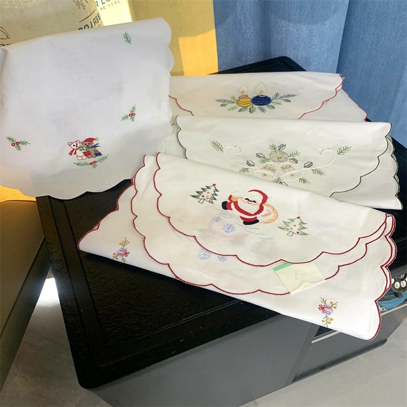 亿家绣坊念旧时光圣诞纯棉布刺绣镂空茶盘微波炉烤箱盖巾桌布餐垫,居家布艺,桌旗,淘宝优惠券,粉丝福利购,淘宝优惠卷