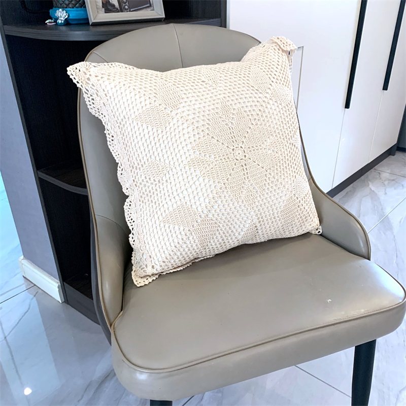 外贸原单手工钩花纯棉抱枕靠垫沙发靠枕床头靠垫客厅田园抱枕套