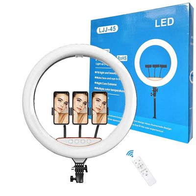 18寸环形灯摄影自拍手机直播LED补光灯落地款三色光Ringlight45cm