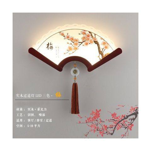 中式壁画扇形壁灯LED实木室内玄关客厅背景墙卧室床头灯过道,家居饰品,工艺扇/团扇/喜扇/折扇,淘宝优惠券,粉丝福利购,淘宝优惠卷