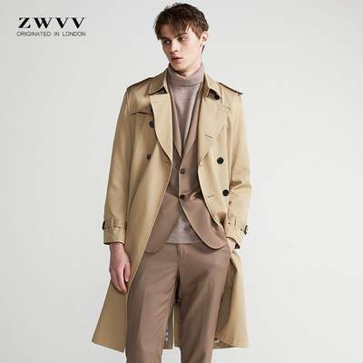 Trench coat 2023春秋男士风衣超长款过膝青年帅气战壕修身潮外套