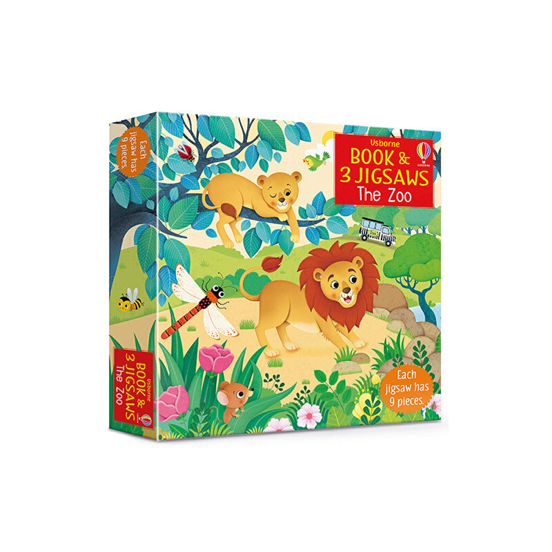 进口英文原版 Usborne Book & Jigsaw The Zoo 动物园拼图 儿童早教益智拼图玩具 寓教于乐 英语单词知识认知启蒙 现货