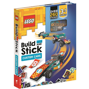 定制汽车模型 现货 and Cars 乐高 Custom Build Stick 儿童互动游戏书周边 进口英文原版 建造与贴纸 LEGO