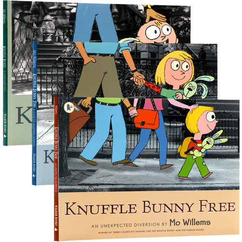 进口英文原版 古纳什兔子三步曲 Knuffle bunny 莫威廉斯 名家绘本 儿童启蒙平装绘本 亲子互动 凯迪克大奖作者Mo Willems 现货