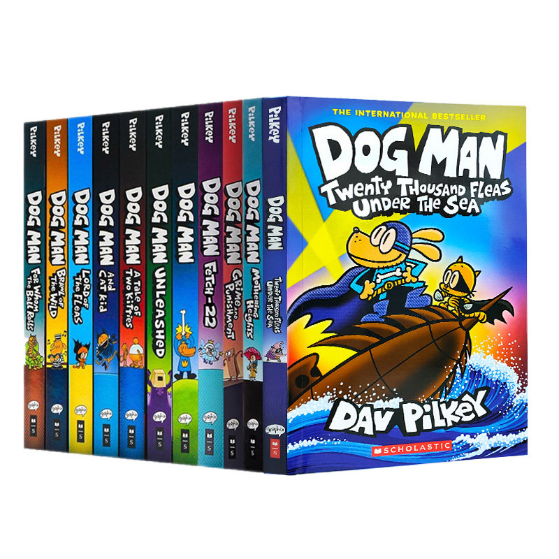 进口英文原版 神探狗狗冒险系列1-11册 Dav Pilkey Dog Man套装 儿童英语幽默漫画 内裤队长作家 Dav Pilkey 现货 海外直订xa