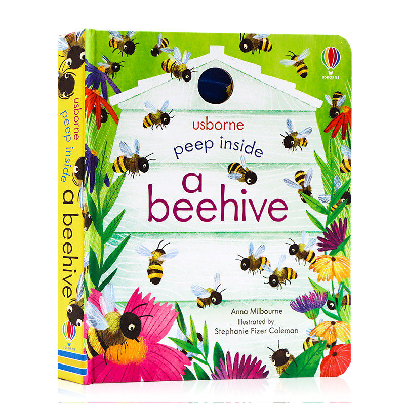 进口英文原版绘本 Peep Inside a Beehive Usborne出品 偷偷看里面系列 蜂巢 洞洞书 科普纸板翻翻书 蜜蜂启蒙认知图画书 现货