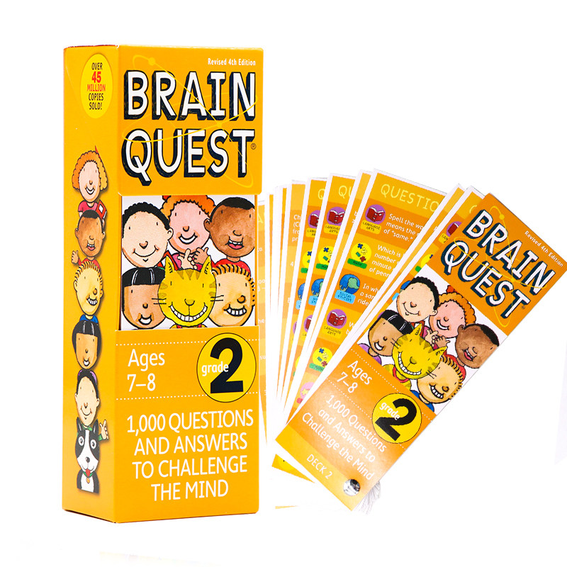 进口英文原版 大脑任务智力开发卡片2年级 Brain Quest Grade 2 亲子互动 小学生英语训练 儿童益智启蒙闪卡 现货