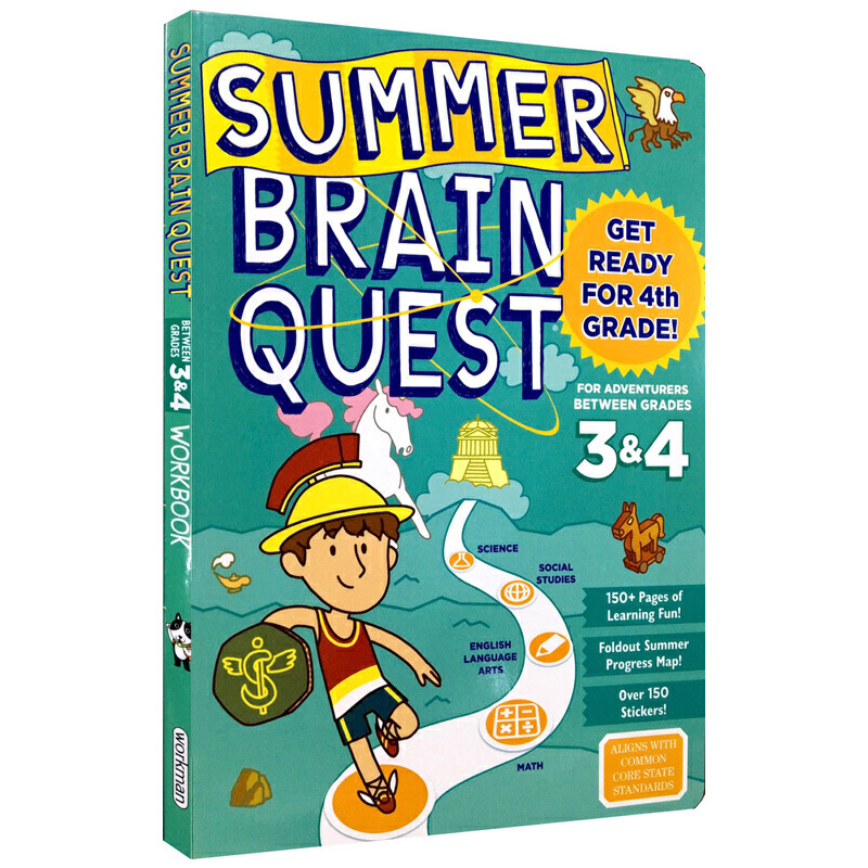 英文原版 大脑任务 假期练习册 三年级至四年级 Summer Brain Quest Between Grades 3-4 美国学前全科练习