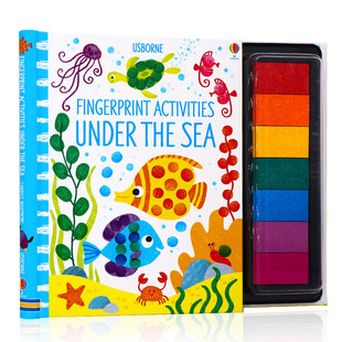 进口英文原版绘本 Fingerprint Activities Under the Sea Usborne出品  海底世界 低幼儿童艺术启蒙 现货