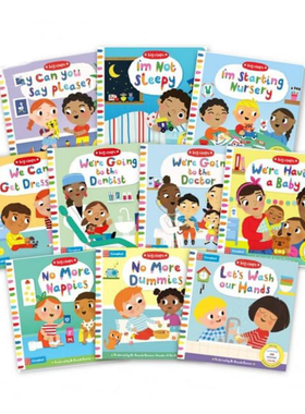 进口英文原版 Big Steps slipcase 大步向前好习惯 幼儿游戏纸板绘本10册 亲子互动 推拉翻翻书 配音频 Campbell Books 现货