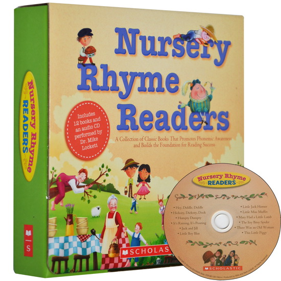 进口英文原版 Nursery Rhyme Readers Scholastic童谣韵律训练12册盒装附CD现货