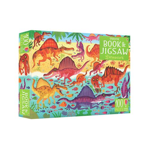 进口英文原版 尤斯伯恩 Usborne Picture Puzzle Book Jigsaw Dinosaurs 恐龙 附拼图书   儿童早教益智拼图玩具 现货