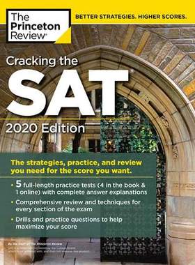 进口英文原版 攻克SAT考试2020版  Princeton Review Cracking the SAT with 5 Practice Tests, 2020 Edition 现货