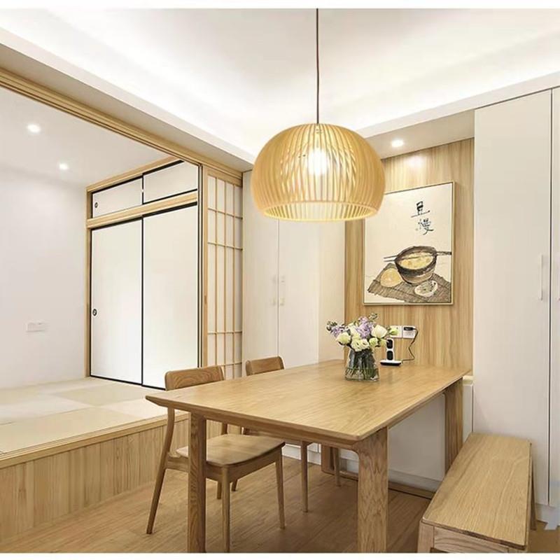 北欧创意餐厅木质实木吊灯酒吧台鸟笼木艺日式风格名宿南瓜灯具