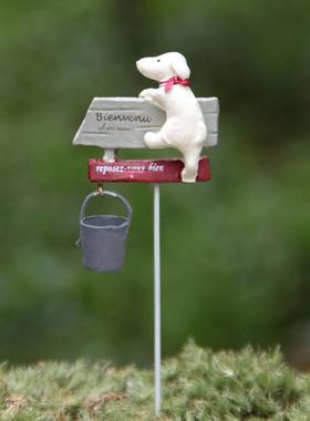 小清新韩版创意小狗标牌水桶园艺苔藓多肉花插插件道具 拍摄道具