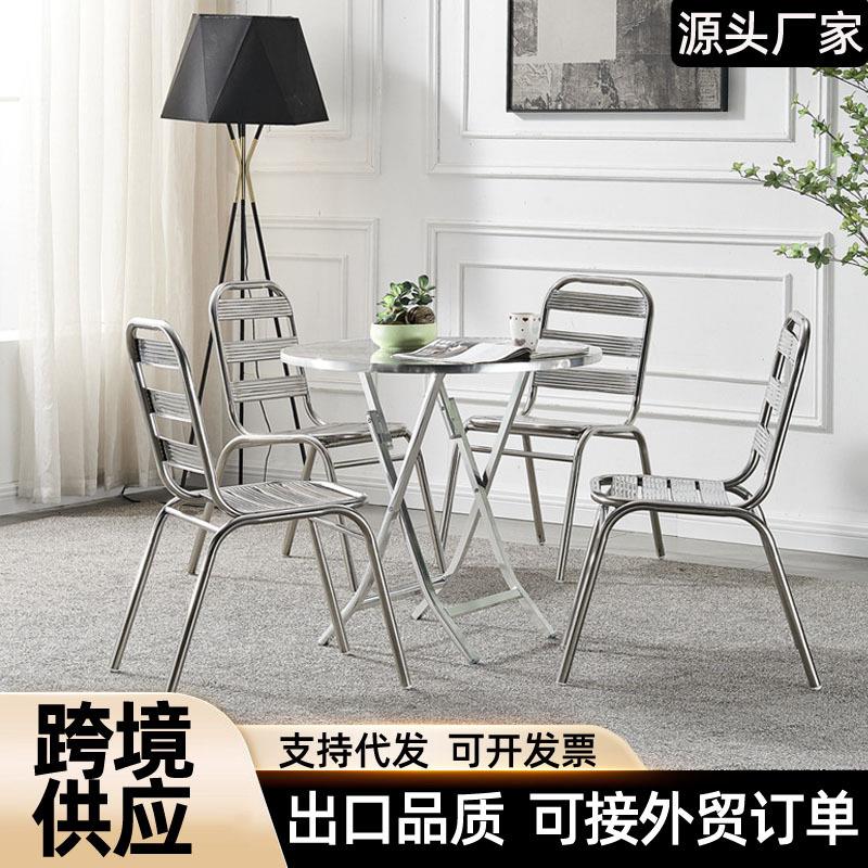 不锈钢折叠餐桌家用简易摆摊圆桌子甜品店奶茶店小方桌吃饭桌