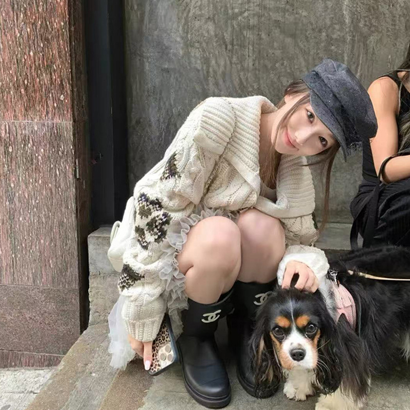 高领麻花双拉链针织开衫女