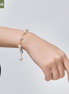 NININA施家珍珠手链满天星金珠女小金珍珠单颗脚链洗手不用摘气质
