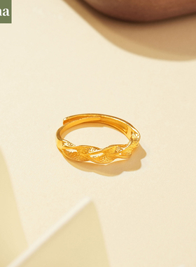 NININA网红款穗穗平安麦穗素戒指麻花古巴马鞭素圈金店同款送朋友