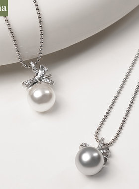 NININA芭蕾少女丝带蝴蝶结奥地利施家珍珠项链高级感锁骨链