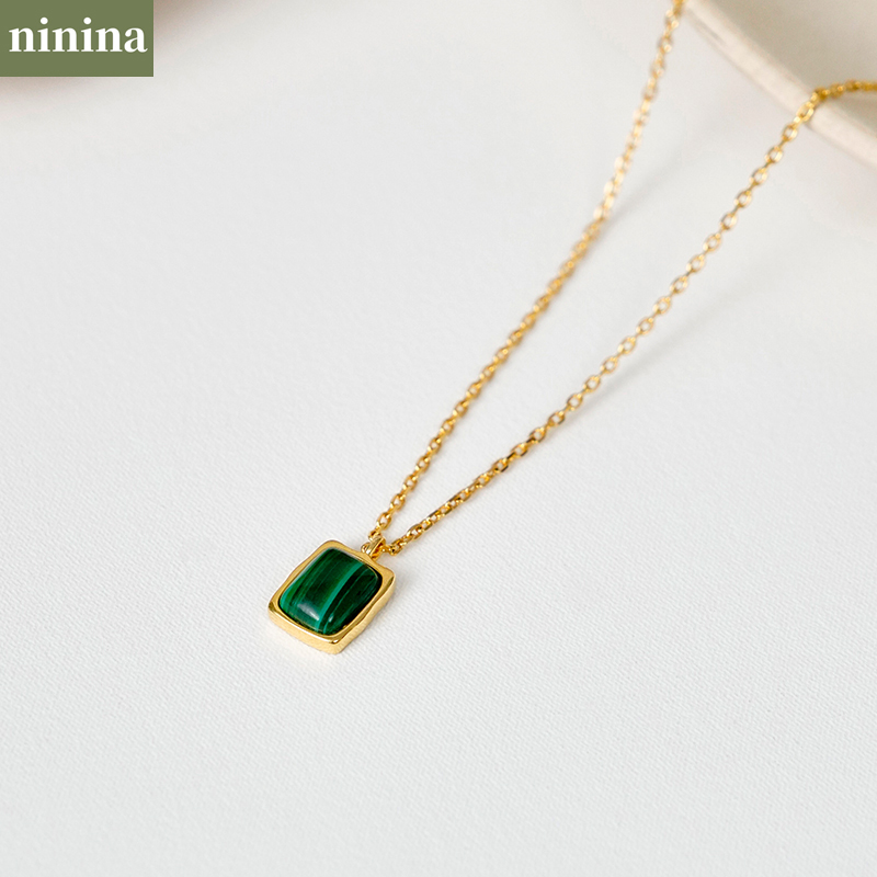 NININA孔雀石项链送女友妈妈礼物