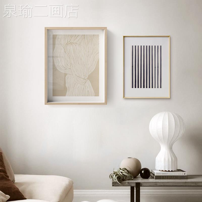 网红三小姐现代约简创意组欧合装饰画厅线条抽象极简挂画北客装饰