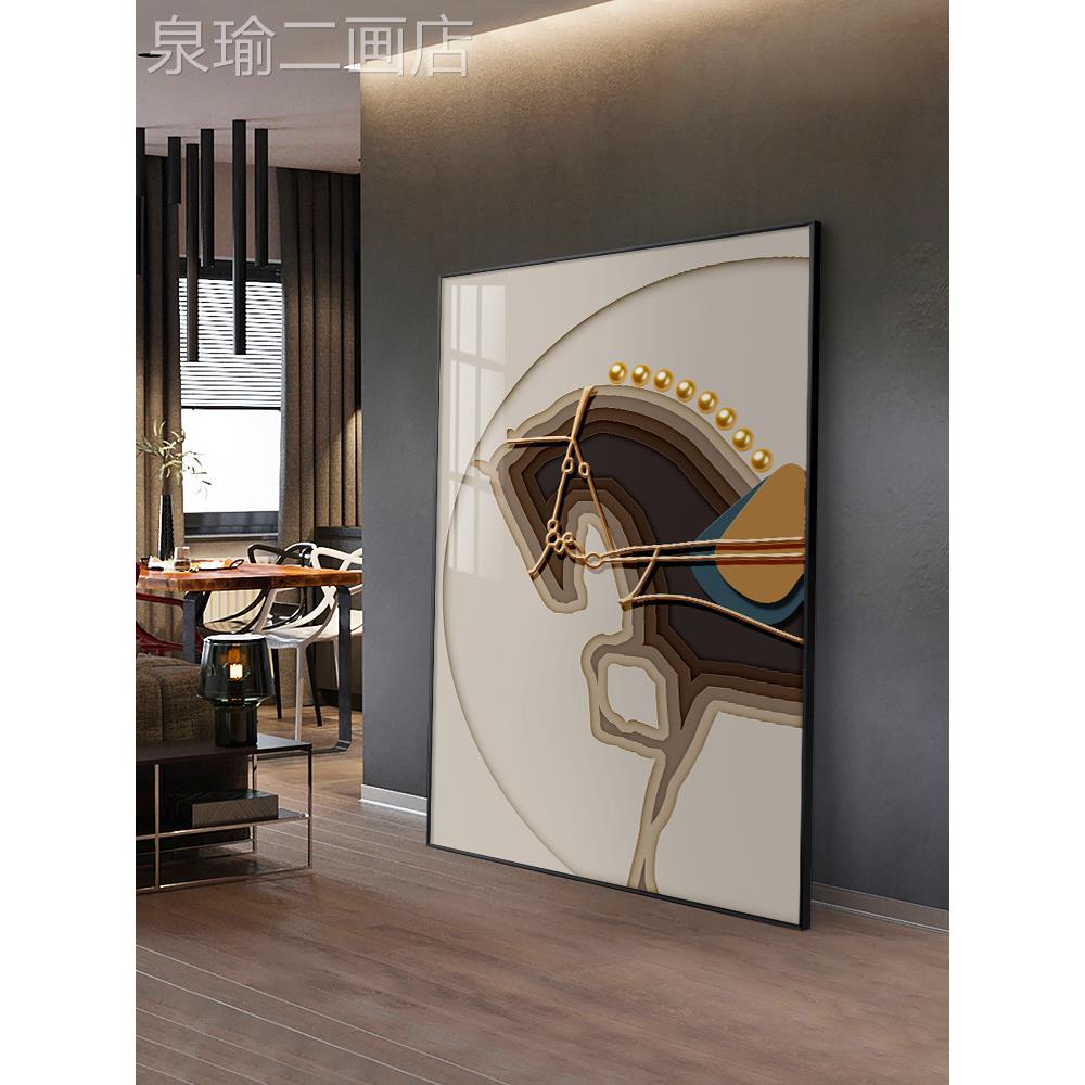 网红过道玄关装饰画马现级轻寓走廊竖版代楼梯奢挂画高感落地意壁图片
