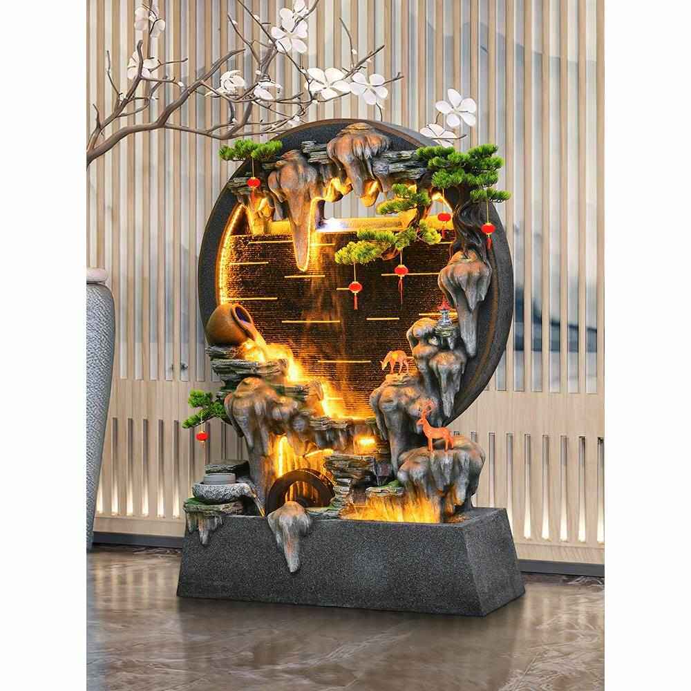 装饰假山流水喷泉客厅水幕墙摆件风阳台花园庭院鱼池造景循环水屏