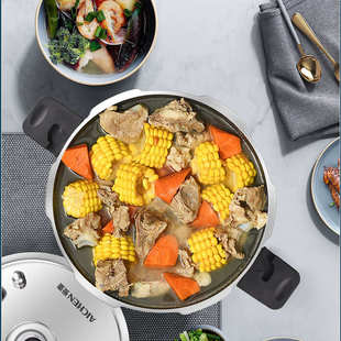 爱妻高压锅鱼头商用矮款上桌迷你304不锈钢电磁炉家用压力锅生蚝